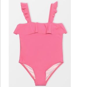 CupShe Girls' Joyful Retro Solid Ruffled One Piece Swimsuit